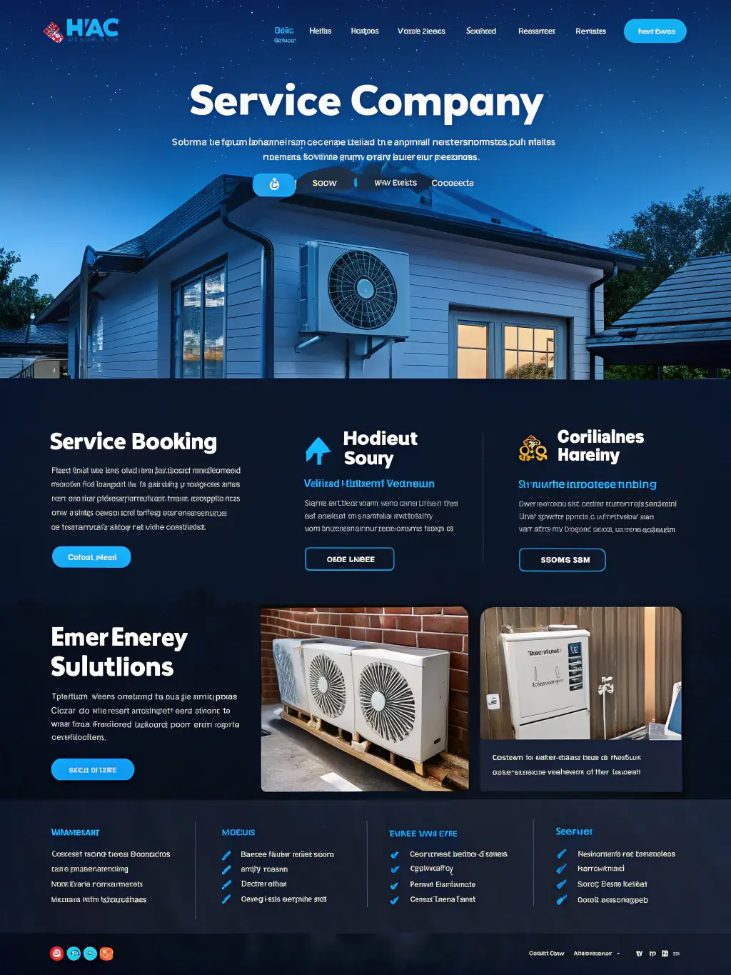 A tablet displaying a website with clear call-to-action buttons for HVAC services, optimized for lead generation.