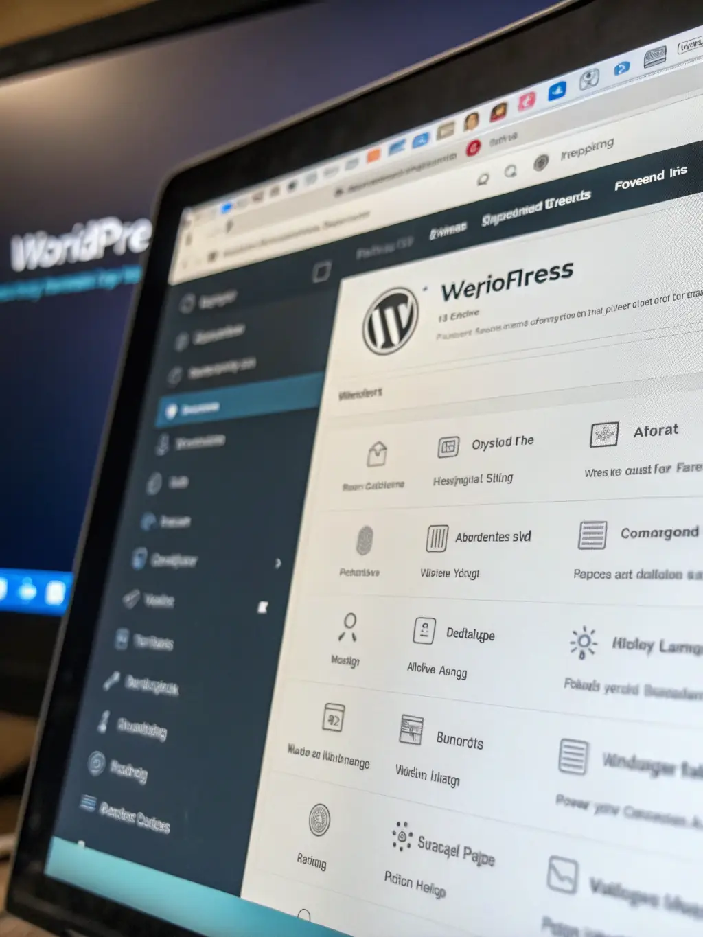 A laptop displaying a WordPress dashboard, highlighting the ease of updating and managing website content.